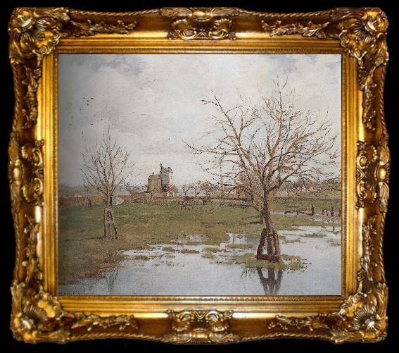 framed  Camille Pissarro flooded grassland, ta009-2