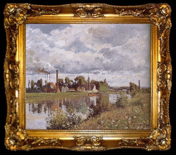 framed  Camille Pissarro Metaponto Schwarz Schwarz suburbs River, ta009-2