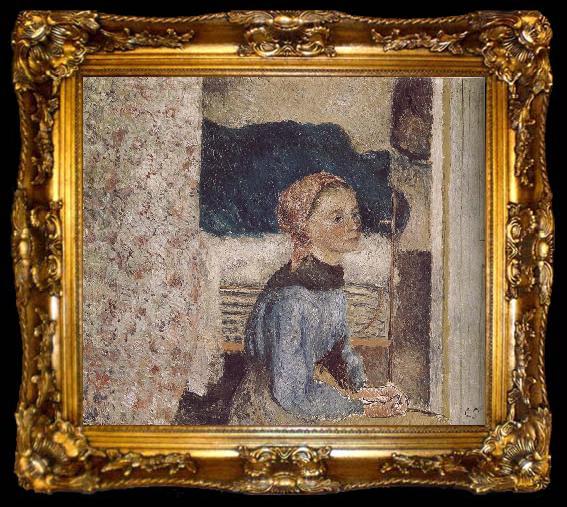 framed  Camille Pissarro farm girl, ta009-2