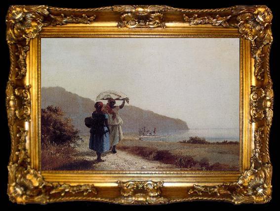 framed  Camille Pissarro The two women beach mk, ta009-2
