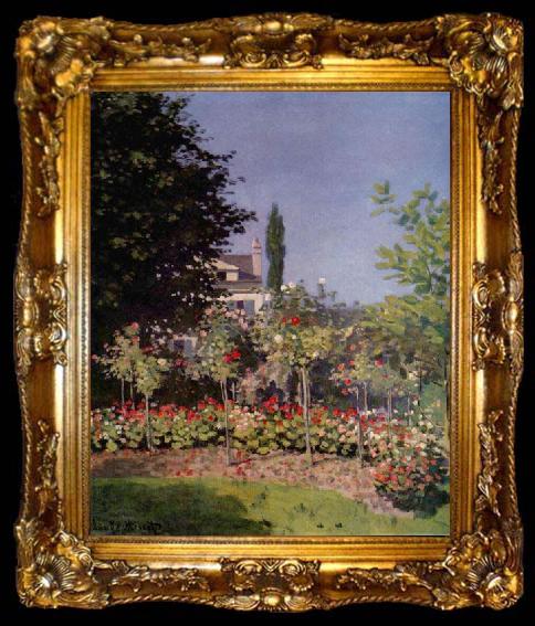 framed  Claude Monet Flowering Garden at Sainte Adresse,, ta009-2
