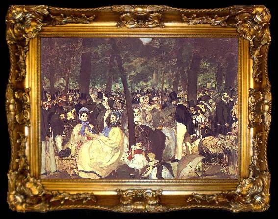 framed  Edouard Manet Music in the Tuileries, ta009-2