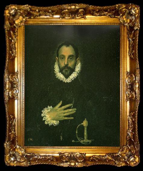 framed  El Greco man with his hand on his breast, ta009-2