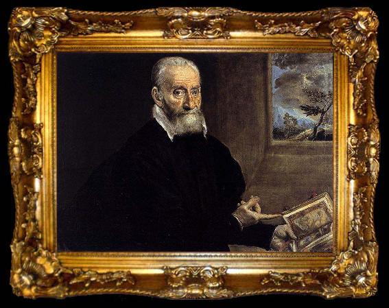 framed  El Greco Portrait of Giorgio Giulio Clovio, the earliest surviving portrait from El Greco, ta009-2