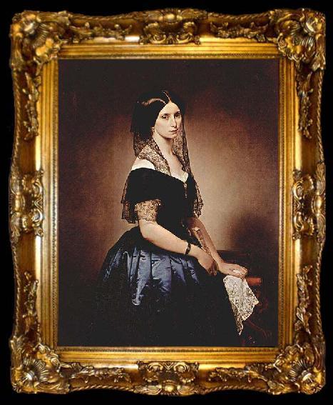 framed  Francesco Hayez Portrait of Antonietta Tarsis Basilico, ta009-2