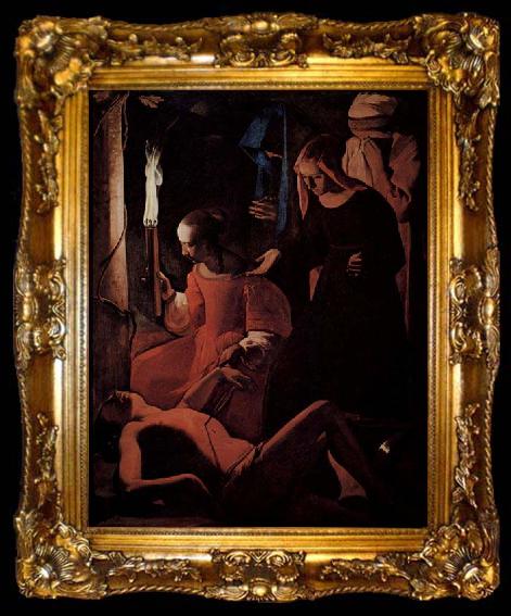 framed  Georges de La Tour St Sebastian tended by St Irene, ta009-2