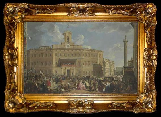 framed  Giovanni Paolo Pannini The Lottery at Palazzo Montecitorio, ta009-2