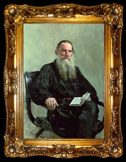 framed  Ilya Repin Portrait of Leo Tolstoy, ta009-2