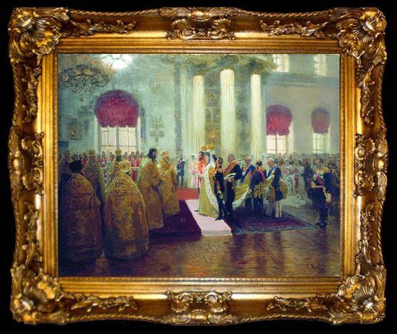 framed  Ilya Repin Wedding of Nicholas II and Alexandra Fyodorovna,, ta009-2
