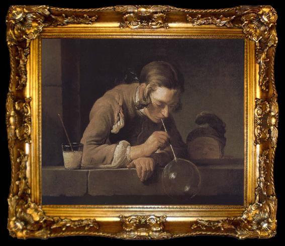 framed  Jean Baptiste Simeon Chardin Blowing bubbles juvenile, ta009-2