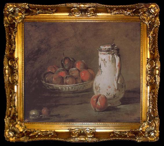 framed  Jean Baptiste Simeon Chardin Loaded peaches and plums in a bowl of water, ta009-2