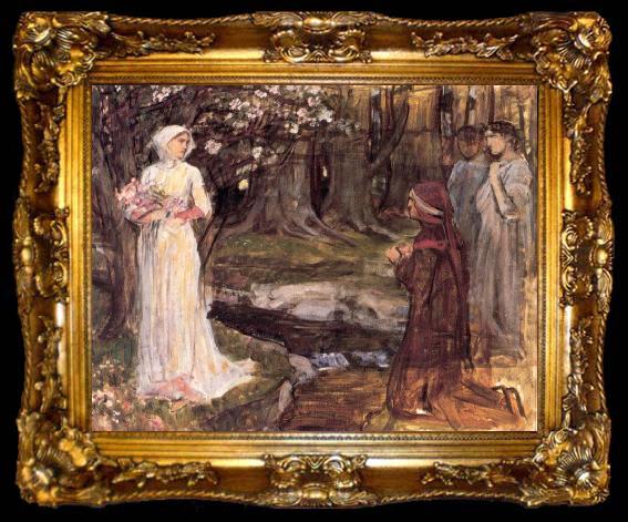 framed  John William Waterhouse Dante and Beatrice, ta009-2