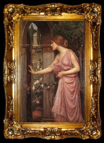 framed  John William Waterhouse Psyche Opening the Door into Cupid Garden, ta009-2