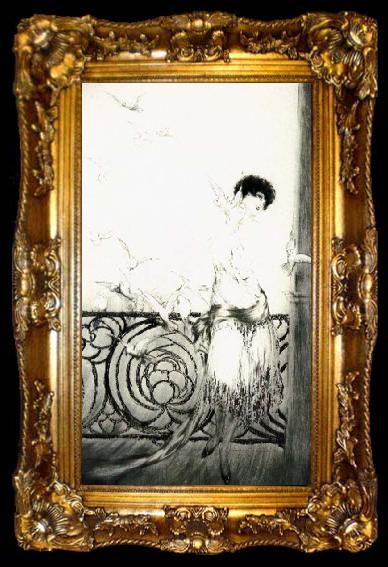 framed  Louis Lcart Woman with pigeons, ta009-2