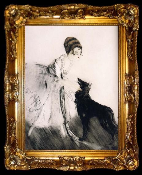 framed  Louis Lcart Black Dog, ta009-2