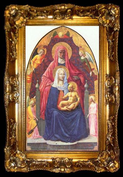 framed  MASOLINO da Panicale Madonna and Child, Saint Anne and the Angels, ta009-2