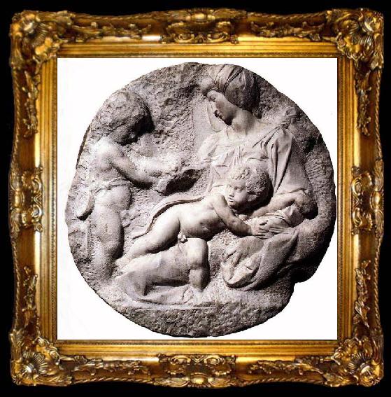 framed  Michelangelo Buonarroti Madonna and Child with the Infant Baptist, ta009-2