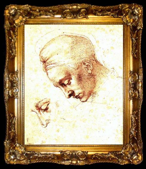 framed  Michelangelo Buonarroti Study of a Head, ta009-2