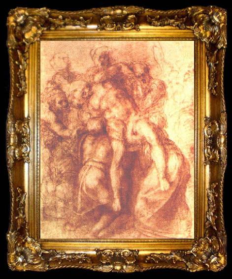 framed  Michelangelo Buonarroti Study for a Deposition, ta009-2