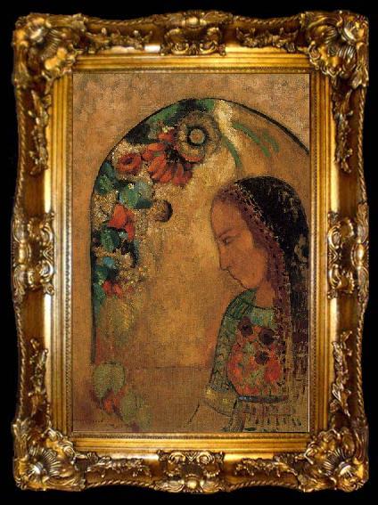 framed  Odilon Redon Lady of the Flowers, ta009-2