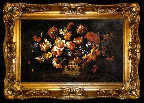 framed  PASSEROTTI, Bartolomeo Basket of Flowers, ta009-2