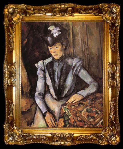framed  Paul Cezanne woman was wearing blue clothes, ta009-2