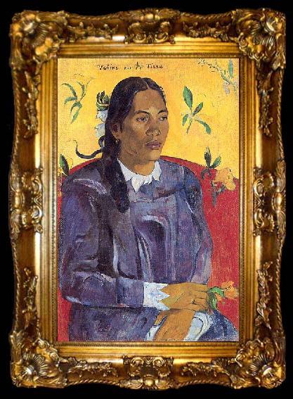 framed  Paul Gauguin Woman with a Flower, ta009-2