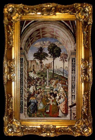 framed  Pinturicchio Fresco at the Siena Cathedral by Pinturicchio depicting Pope Pius II, ta009-2
