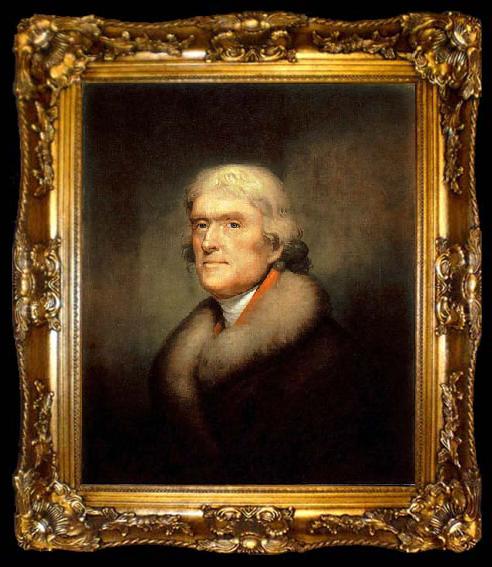 framed  Rembrandt Peale Painting of Thomas Jefferson, ta009-2
