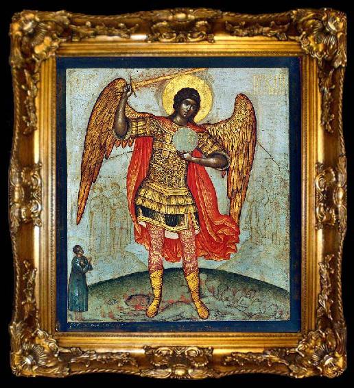 framed  Simon Ushakov Archangel Michael Trampling the Devil Underfoot., ta009-2