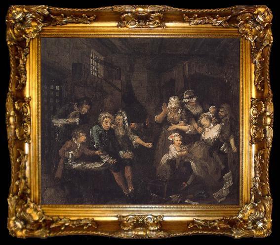 framed  William Hogarth Prodigal son in prison, ta009-2