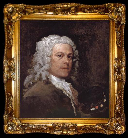 framed  William Hogarth Palette holding the self portrait, ta009-2
