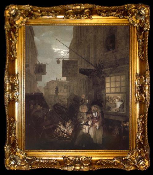 framed  William Hogarth Four hours a day at night, ta009-2