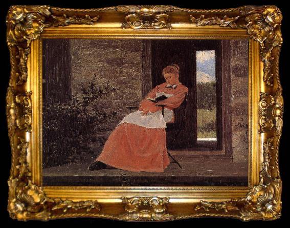 framed  Winslow Homer Girls in reading, ta009-2