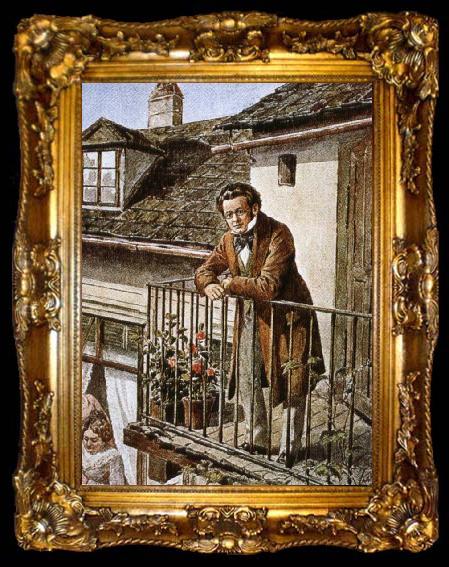framed  franz von schober an idealized porrait of the composer on his balcony, ta009-2