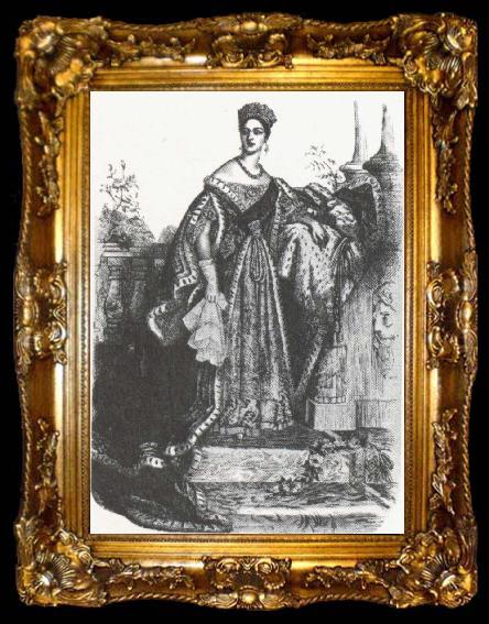 framed  unknow artist drottning victoria i kronings drakt efter maleri av e chalon, ta009-2