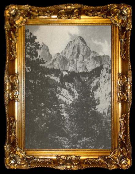 framed  william r clark mount whiney isydandan av sirra nevada bestegs forst 1873 av tre fiskare., ta009-2