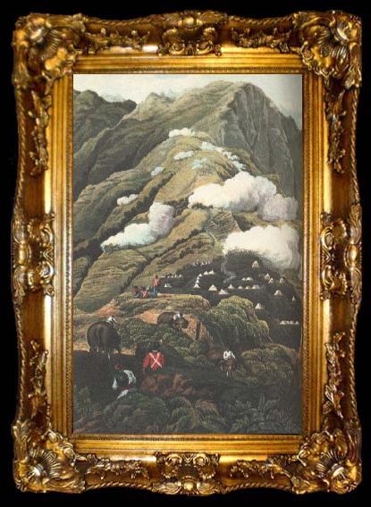 framed  william r clark brittiskt trupplager vid himalayas fot omkring 1840, ta009-2