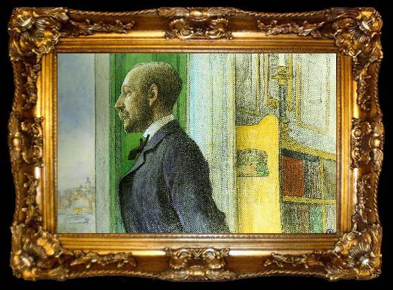 framed  Carl Larsson portratt av skriftstallanren carl G laurin-portratt av carl laurin, ta009-2