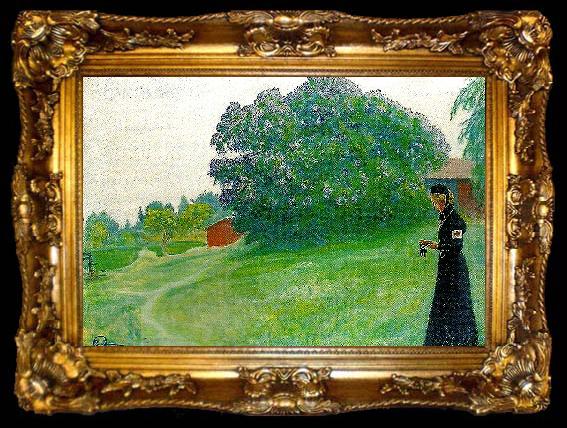 framed  Carl Larsson suzanne som roda korssyster-syrener vid farfarsgarden, ta009-2