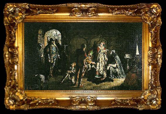 framed  Carl Larsson sten sture d.a befriar danska drottningen kristina ur vadstena kloster, ta009-2