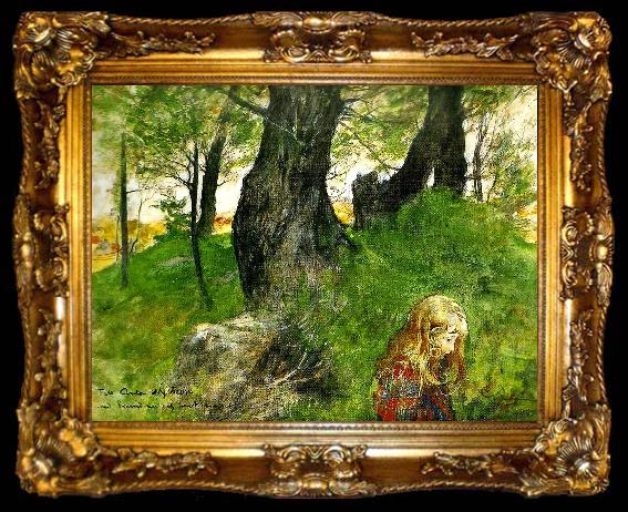 framed  Carl Larsson Suzanne i en skogsbacke Flickan i skogen, ta009-2