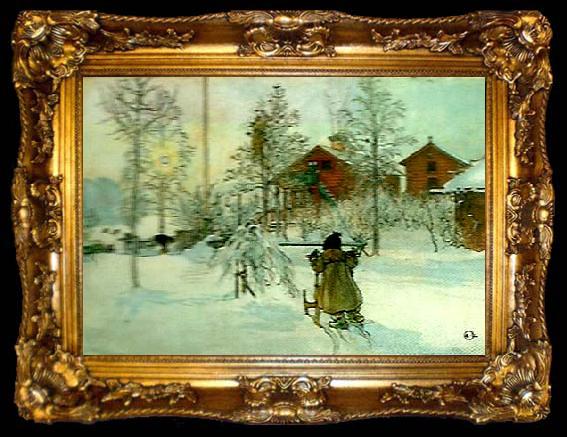framed  Carl Larsson garden och brygghuset, ta009-2