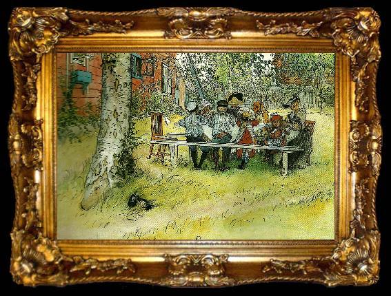 framed  Carl Larsson frukost under stora bjorken, ta009-2