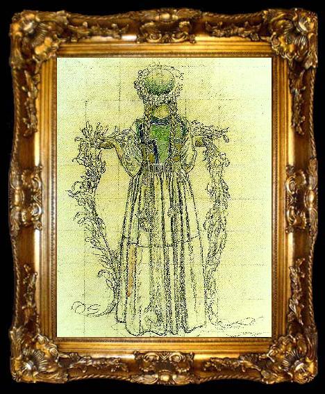 framed  Carl Larsson flicka med blomstergirland-jenny med blomster girland, ta009-2