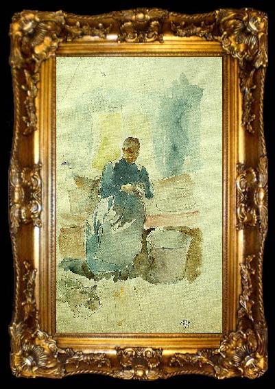 framed  Carl Wilhelmson kvinna med katt, ta009-2