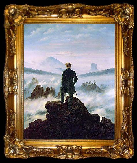 framed  Caspar David Friedrich The wanderer above the sea of fog, ta009-2