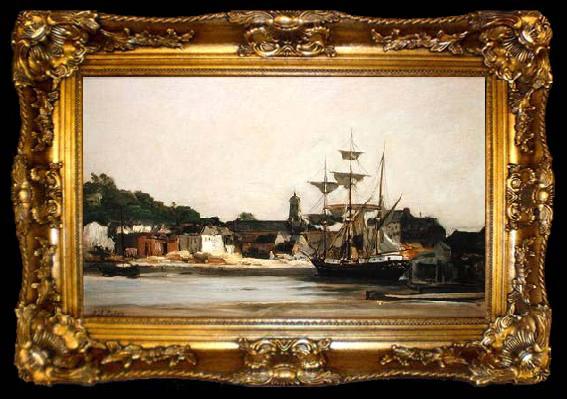 framed  Charles-Francois Daubigny The Harbour at Honfleur, ta009-2
