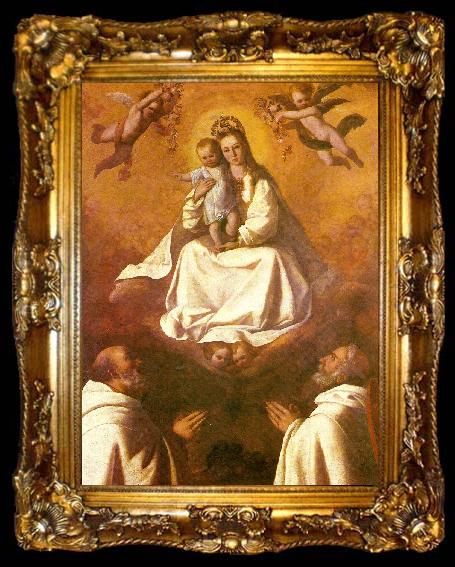 framed  Francisco de Zurbaran the virgin of mercy with two mercedarians, ta009-2