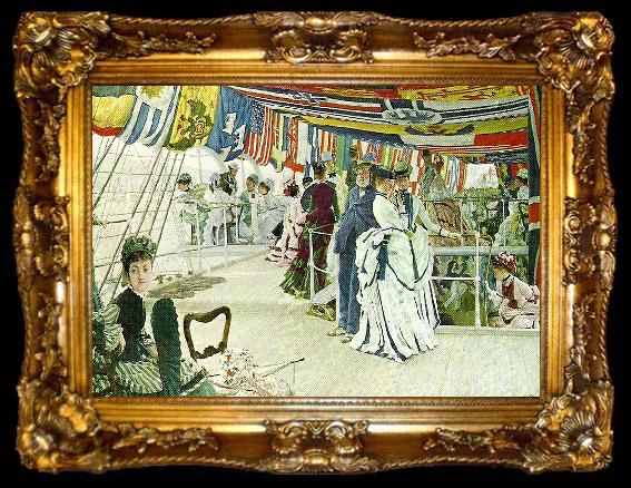 framed  James Tissot festivities aboard ship, ta009-2
